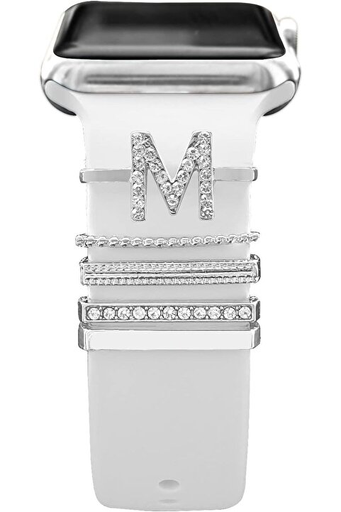mimtec Apple Watch Uyumlu Harfli Charm Aksesuar Tüm Seriye Uyumlu Akıllı Saay Charm M