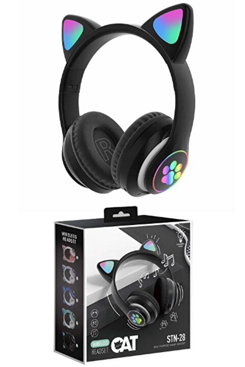 Forland Kart Girişli Kedi Bluetooth Kulaklık Yüksek Ses Akıllı Led Kulaklık + 12 Saat Fazla Şarj