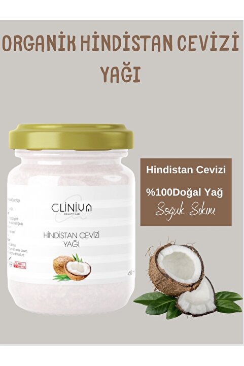 cliniva %100 Saf Hindistan Cevizi Yağı 60 ml | Cilt, Saç & Mutfakta Çok Yönlü Bakım ( Coconut Oil )