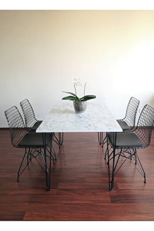 ophelias touch yemek masa takimi mutfak masasi beyaz mermer desenli masa sandalye takimi 110 x 70 cm 4 sandalyeli fiyati yorumlari trendyol