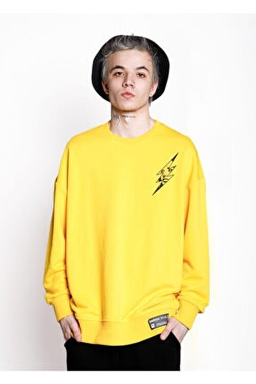 Bedayz Unisex Sari Flash Baskili Sweatshirt Fiyati Yorumlari Trendyol