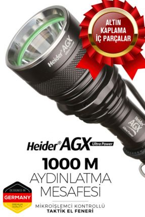 AGX Ultra Power V3 - 1000m Mesafeli El Feneri - Altın Kaplama İç Parçalar - Şarjlı