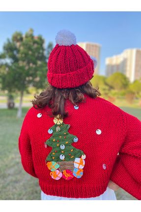 ORGANICMIRA Y lba Crop H rka ve apka Tak m K rm z Yeni Y l Ceket Merry Christmas Hoodie Ozel Tasar m Chunky Fiyat Yorumlar Trendyol