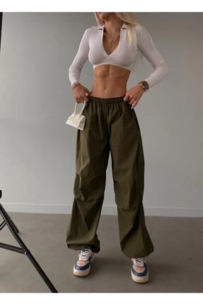 Yeşil Tasarım Kargo Jogger Pantolon - Kadın Pantolon Modelleri