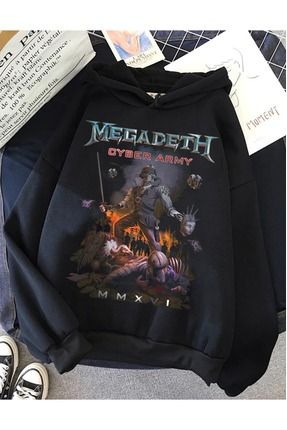 Freak Megadeth Cyber Army Rock Metal Hoodie Sweatshirt Siyah