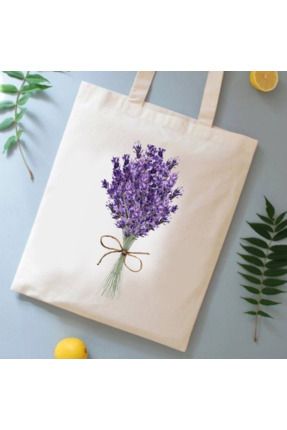 Lavanta, Lavender Tasarım Çiçek Tote Bag Bez Çanta