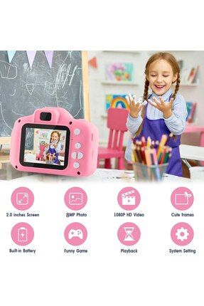 Mini Fotoğraf Makinesi Çocuk İçin Eğitici Video Kamera 1080P HD Ekran Digital Usb Şarjlı Lens Camera
