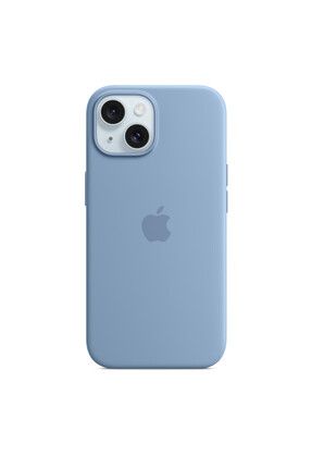 iPhone 15 için MagSafe özellikli Silikon Kılıf - Buz Mavisi