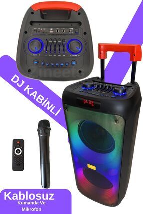 Işıklı Büyük Boy Party Box Bluetooth Hoparlör Taşınabilir Şarjlı Ses Sistemi Radyolu Karaoke Mic DR-8833
