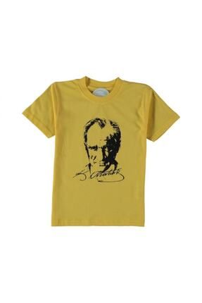 Çocuk Sarı Unisex Atatürk Baskılı T-shirt