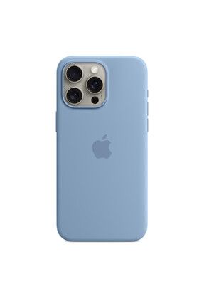iPhone 15 Pro Max için MagSafe özellikli Silikon Kılıf - Buz Mavisi