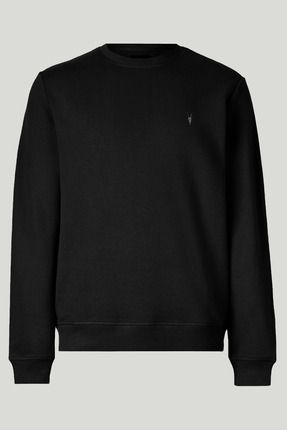 Siyah Renk Basic Bisiklet Yaka Relaxed Regular Erkek Sweatshirt