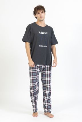 Erkek Baskılı Pijama Takımı Kısa Kollu Tampap 2170