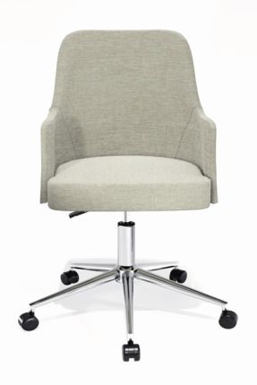 Louis Silinebilir Keten Kumaş - Ofis Çalışma Koltuğu & Sandalyesi (KREM/KROM METAL AYAK)