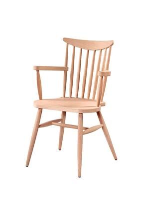 Kollu Sandalye Cilasız Ahşap Cafe Mutfak Sandalyesi.