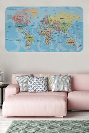 Genel Markalar Türkçe Eğitici Ülke ve Başkent Okyanus Detaylı Atlası  Dekoratif Dünya Haritası Duvar Sticker 3869 Fiyatı, Yorumları - Trendyol