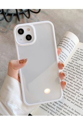 Apple Iphone 13 Ve 14 Uyumlu Kenarı Beyaz Renkli Darbe Önleyici Şeffaf Silikon Kılıf