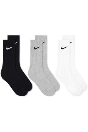3 Çift Unisex Beyaz Gri Siyah Antrenman Spor Tenis Futbol Basketbol Koşu Çorap Seti