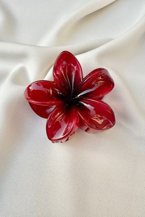 Hibiskus Çiçekli Emi Jay Tasarım Mandal Saç Tokası (7.5 cm).