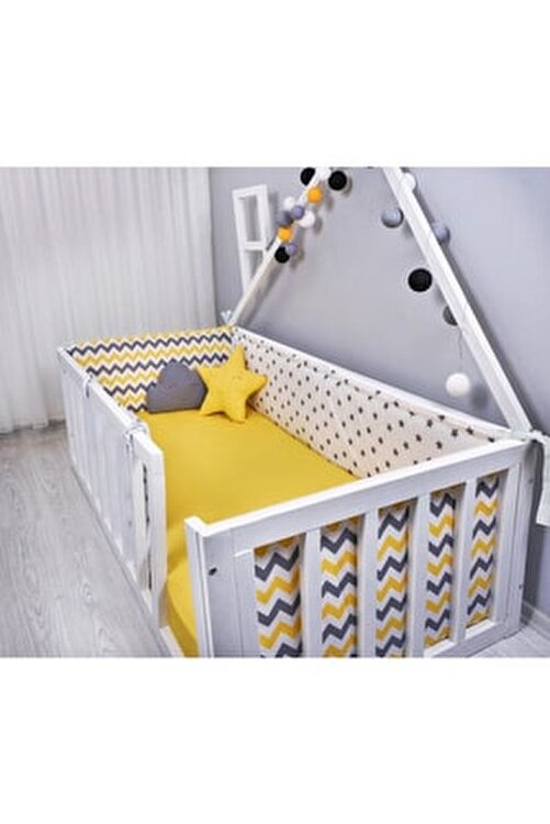 odeon cocuk yan kenar koruma montessori sari zigzagli 90x190 fiyati yorumlari trendyol