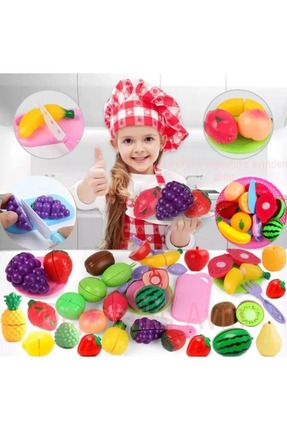 Oyuncak Sebze Meyve Kesme Oyunu 24 Parça Set Evcilik Oyuncakları Kız & Erkek Çocuk Oyuncakları