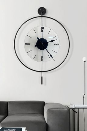 Siyah Luxe Şeffaf Cam Tiktok 60 cm Modern Duvar Saati