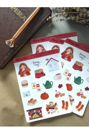 Feeling Cosy Sticker Sayfası- Defter ,Ajanda , Journal,Scrapbook için uygundur FPS-0151