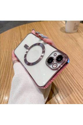 Apple iPhone 15 Kılıf Magsafe Kamera Lensli Korumalı Şeffaf Silikon Kapak