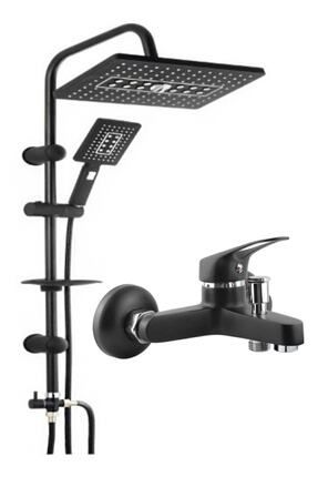 Armatür Lüx Siyah Tepe Robot Duş Seti Ve Siyah Banyo Bataryası | Modern Ve Şık Tasarım