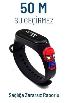 Cnr Örümcek Adam Spiderman Figürlü Dokunmatik Ekranlı Su Geçirmez Led Dijital Çocuk Kol Saati