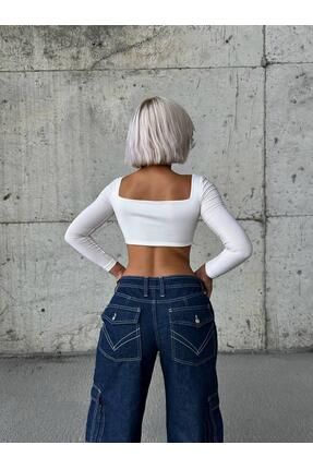 RaVe Collection Kare Yaka Uzun Kollu Crop Fiyat Yorumlar Trendyol