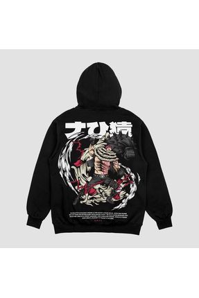 FECCY Unisex Siyah Katakuri Bask l Hoodie Oversize Kap onlu