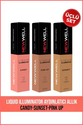 Liquid Illuminator Aydınlatıcı Allık 3 In 1 Candy-Sunset-Pink Up 3'lü Set