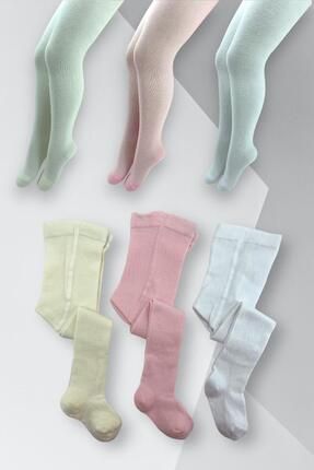 Belyy 3'lü Pamuklu Kız Bebek Kilotlu Çorap
