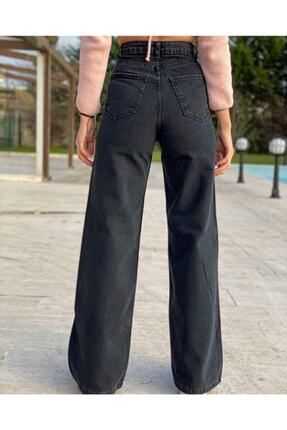 Tessa Gold Ikon 90's Siyah Likralı Süper Extra Yüksek Bel Palazzo Salaş Jean Pantolon