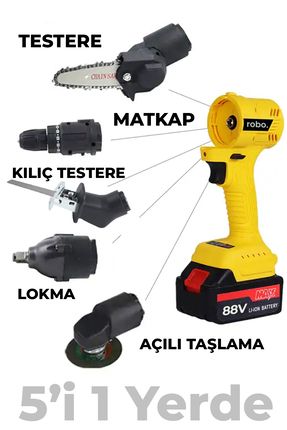 5`i Bir Yerde Testere + Kılıç Testere + Matkap + Taşlama + Lokma Seti rb636985636032