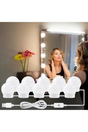 Makyaj Aynası Ledi Hollywood Tarzı Ayna Led Işık Usb'li 10'lu