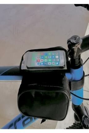 Bisiklet Heybe Çantası Kadro Üstü 6 Inç Telefonlu Siyah-siyah