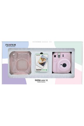 Instax mini 12 Pembe Fotoğraf Makinesi 10'lu Film ve Pleksi Kılıf Bundle Box