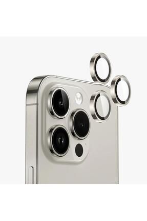 Iphone 15 Pro / 15 Pro Max Mercek Lens Kamera Koruyucu Naturel Titanyum