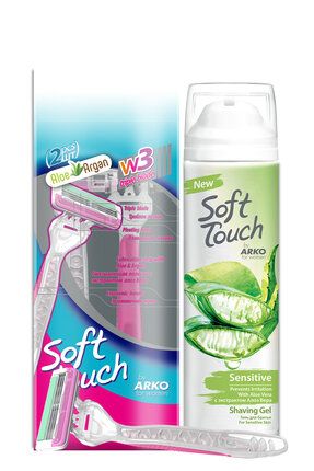 Soft Touch Kadın Tıraş Bıçağı 2'li Ve Sensitive Kadın Tıraş Jeli 200 Ml