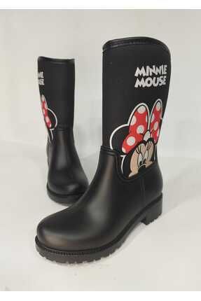Minnie Mouse Baskılı Su Geçirmeyen Kız Çocuk Yağmur Çizmesi