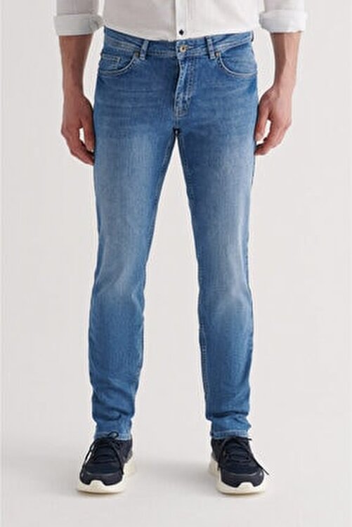 Avva Erkek Mavi Slim Fit Jean Pantolon 