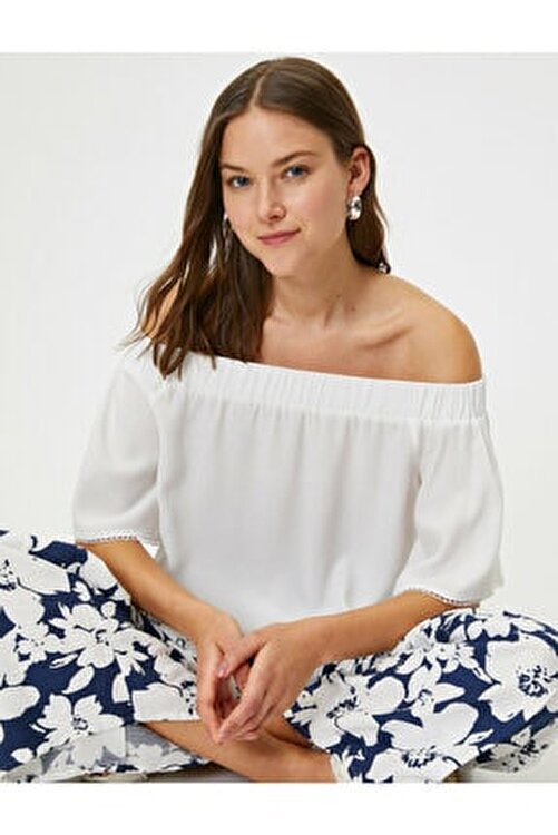 yuvarlak Bölüm Vasiyetnameye karşı  Koton Kadın Beyaz Kısa Kollu Omzu Açık Bluz 9YAK68873PW Fiyatı, Yorumları -  TRENDYOL