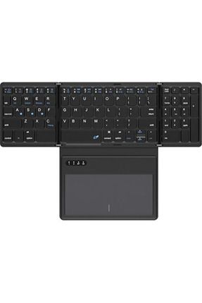 Katlanabilir Bluetooth Touchpad Klavye PU Deri Taşınabilir Şarj Edilebilir Kablosuz Mini Klavye