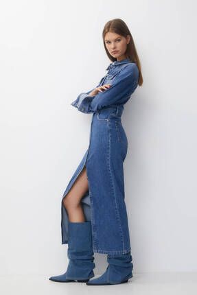 Pull Bear Uzun denim elbise Fiyat Yorumlar Trendyol