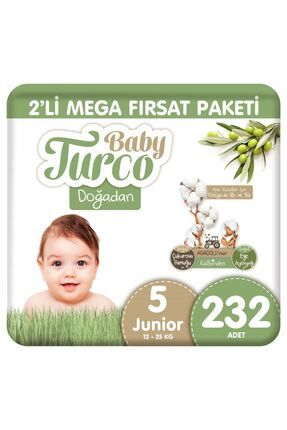 Doğadan 2'Li Mega Fırsat Paketi Bebek Bezi 5 Numara Junior 232 Adet