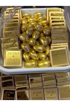 50 Adet Kare Çikolata Üzerine Gold Pleksi Isim (ÇİKOLATA DAHİL DEĞİL) Homejamin0138