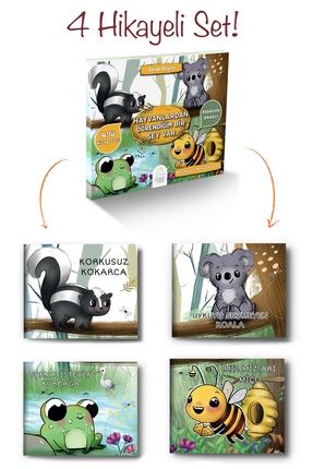 Hayvanlardan Öğrendiğim Bir Şey Var - 4 Kitaplık Set Kitap (3-6 yaş) Akide Baylar