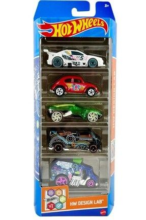 HOT WHEELS Design Lab 5 Car Toy Pack VW Bug Dodge Van HLY72